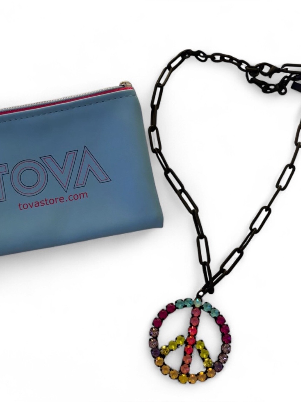 Tova Peace Pop necklace in candy crush